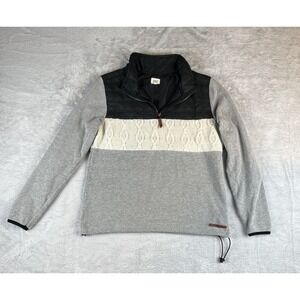 BKE Cable Knit Pullover Womens XS Black Cream Gray 1/4 Zip Luxe Preppy Casual